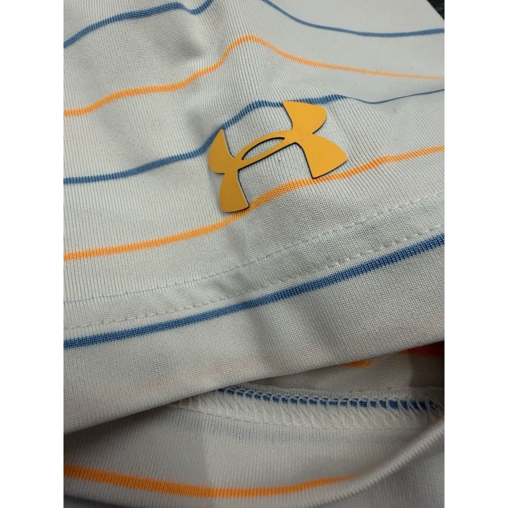Under Armour Playoff Polo Mens Large White Multicolor‎ Striped Golf The Players - Picture 6 of 7